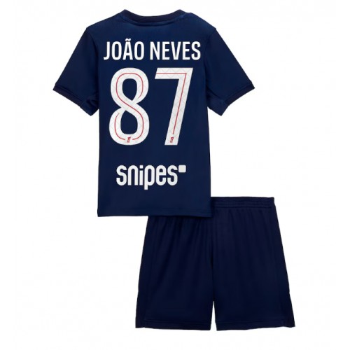 Paris Saint-Germain Joao Neves #87 Replica Home Stadium Kit for Kids 2025-26 Short Sleeve (+ pants)
